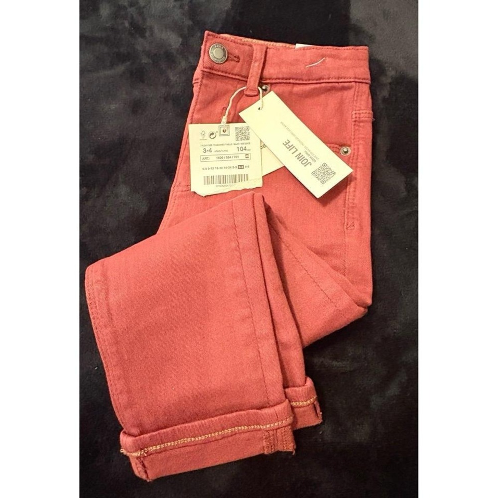 Zara Kids‎ Cool Edition Slim Denim Jeans Coral Pink Salmon Size 3-4 104cm NWT